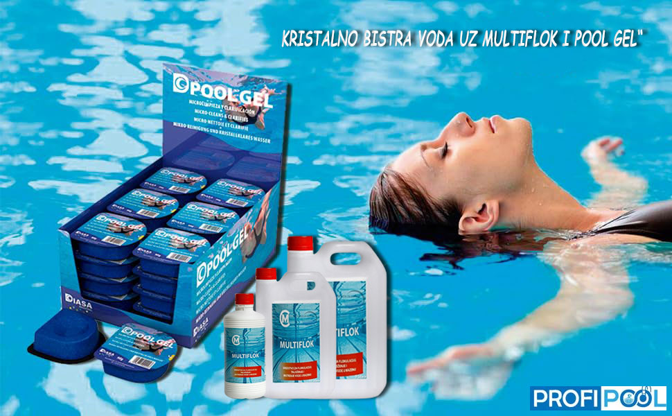 Kristalno bistra voda u bazenu zahvaljujući flokulantu MultiFlok i Pool Gel