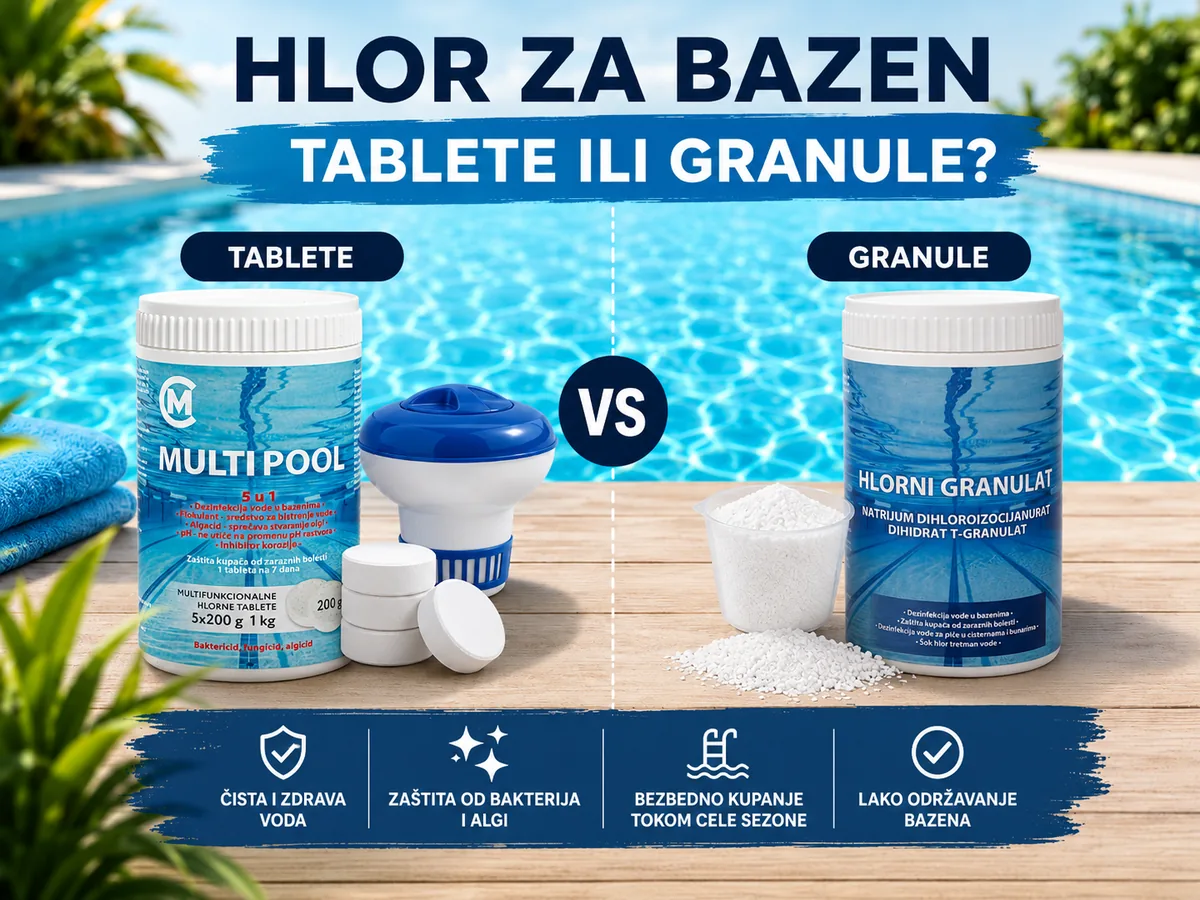 Hlor za bazen tablete ili granule – poređenje hlornih tableta i hlornog granulata za održavanje čiste bazenske vode